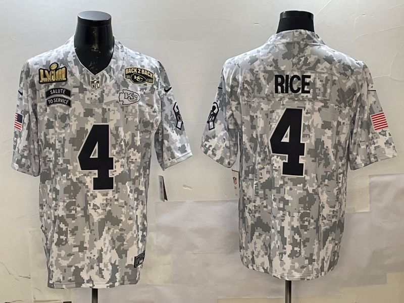 Men Kansas City Chiefs 4 Rice Camo 2025 Nike Salute to Service Limited NFL Jersey style 6
